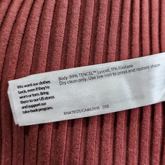 EILEEN FISHER Textured Stretch Rib Crew Neck Dress Boxy Knee Length Rust Medium - Picture 7 of 10